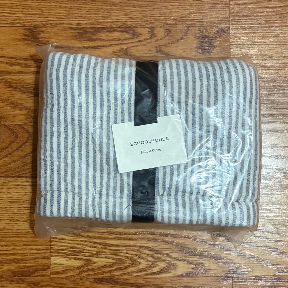 NEW Schoolhouse Diamond Ticking Striped Standard Pillow Sham (Lot of 2)